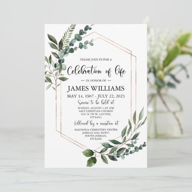 Verdor Celebración funeral de la vida Invitación (Anverso de pie)