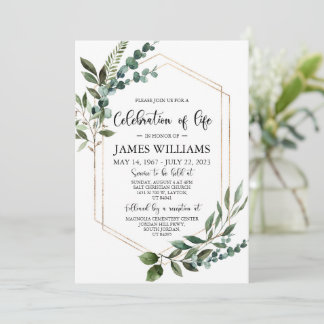 Verdor Celebración funeral de la vida Invitación