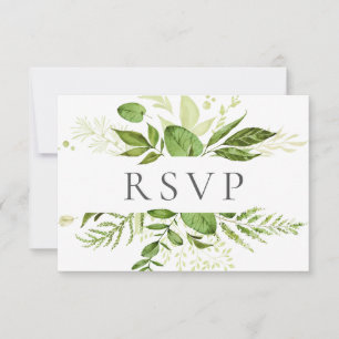 Verdor de las tarjetas RSVP de la boda verde rústi