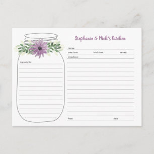 Verdor de lavanda Floral Mason Jar Tarjetas de Rec