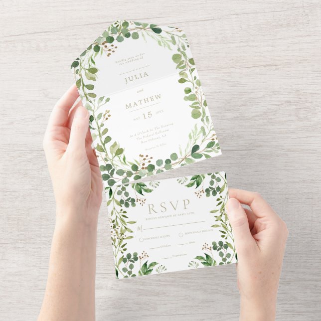 Verdor de primavera todo en una invitación de boda (desgarro)