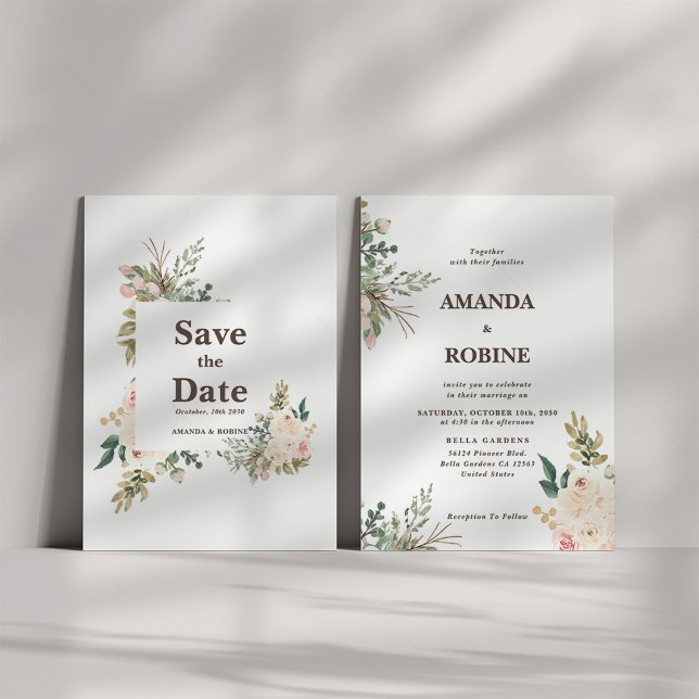 Verdor Floral Elegante Invitación a la Boda (Subido por el creador)