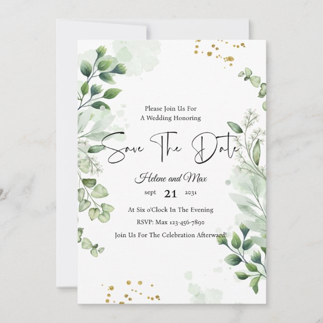 Verdor Foto Romántica Guardar La Invitación De Fec (Anverso)