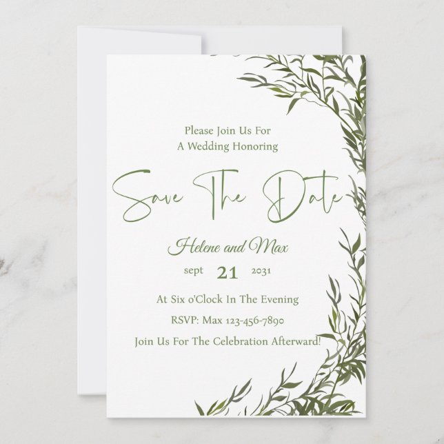 Verdor Foto Romántica Guardar La Invitación De Fec (Anverso)