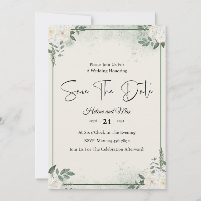 Verdor Foto Romántica Guardar La Invitación De Fec (Anverso)