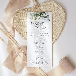 Verdor, hojas de eucalipto, programa de bodas