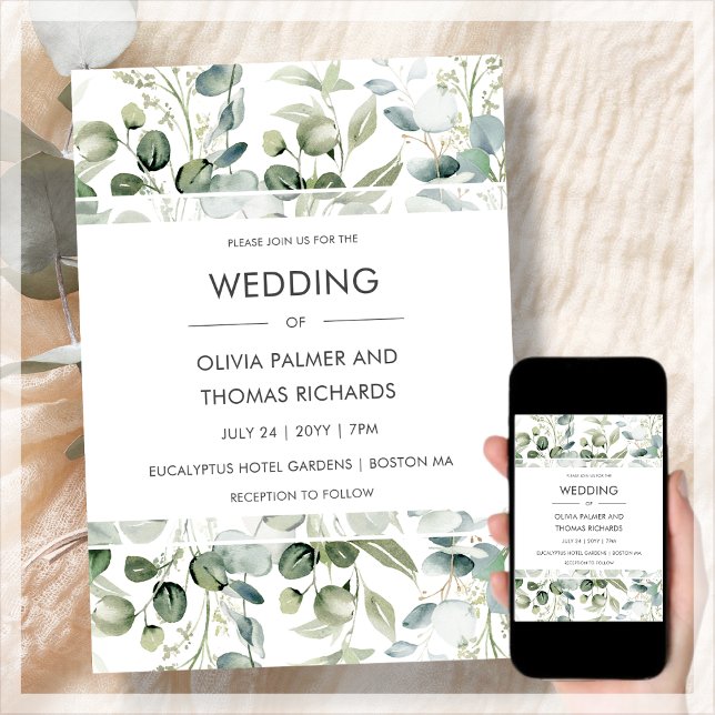 Verdor | Invitación moderna a la boda blanca (Subido por el creador)