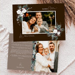 Verdor marrón Vintage Navidad Dos imágenes<br><div class="desc">Bienvenidos a nuestro encantador diseño de tarjetas de vacaciones con dos imágenes de la Navidad Vintage de Brown Greenery, donde el encanto vintage se une a la elegancia moderna. Este diseño presenta una vegetación acuática intrincada y una caligrafía sutilmente elegante, con una tipografía sencilla, que refleja la esencia de la...</div>