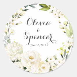 Verdor Rosas Blancas Pegatinas De Boda Floral