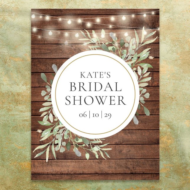 Verdor Ruido Madera Madera Bridal Ducha Señal de b (Greenery Rustic Wood Bridal Shower Welcome Sign)