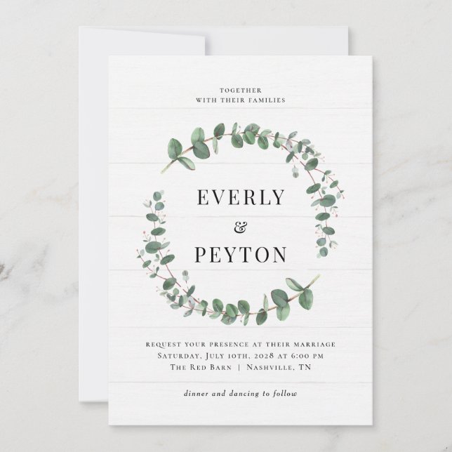 Verdor rústico Invitación a una boda simple y eleg (Anverso)