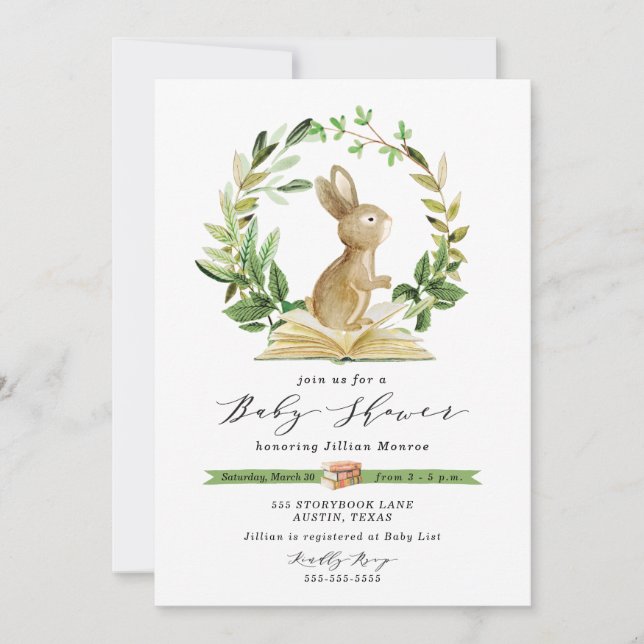 Verdor temático de la invitación de Baby Shower (Anverso)