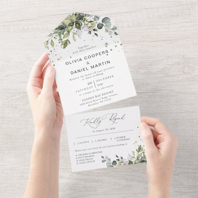 Verdor todo en una invitación de matrimonio (desgarro)