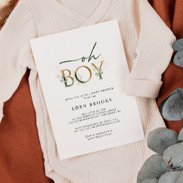 Verdor y oro Oh Boy Invitación de Baby Shower