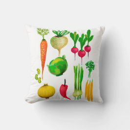 Verduras del jardín Cojín decorativo blanco sencil