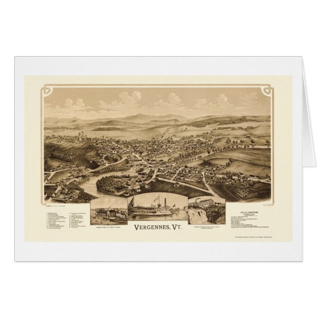 Vergennes, mapa panorámico del VT - 1890 (Anverso (Horizontal))