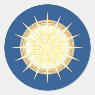 Vergina Sun Clásico Brillante Pegatina Redonda