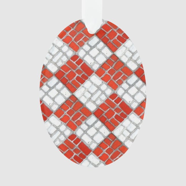 VERIFICACIÓN ROJA Ornamento Óvalo acrílico MOSAICO (Anverso)