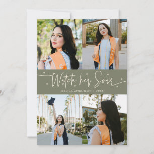Verla Volar Tarjeta de Graduación Multi Foto Verde