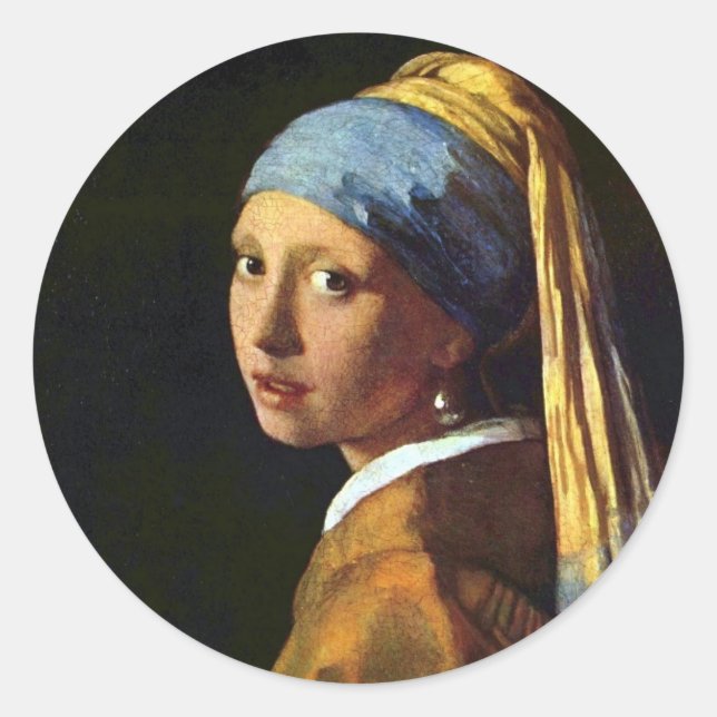 Vermeer: El Chica con el pegatina de arte Pearl Ea (Anverso)