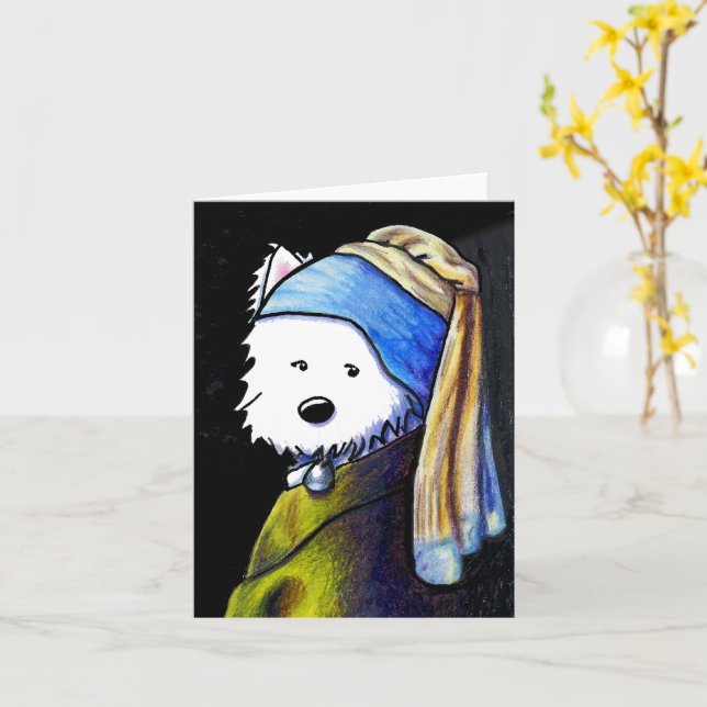Vermeer Westie con tarjeta de nota Pearl Earring (flor amarilla)