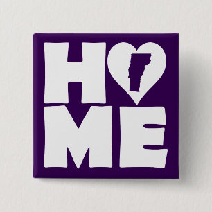 Vermont Hogar Corazón Estado Botón Insignia Pin