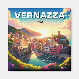 Vernazza, puesta de sol en el imán Cinqua Terra