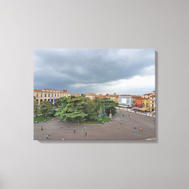 Verona Piazza Bra impresión de lienzo panorámico (Anverso)