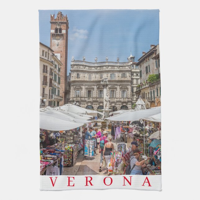 Verona Piazza Erbe ofrece vistas a la toalla de té (Vertical)