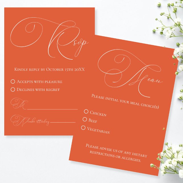 Verona Sunset RSVP con tarjeta de respuesta de ele (Verona Sunset RSVP with Meal Choice Response Card)