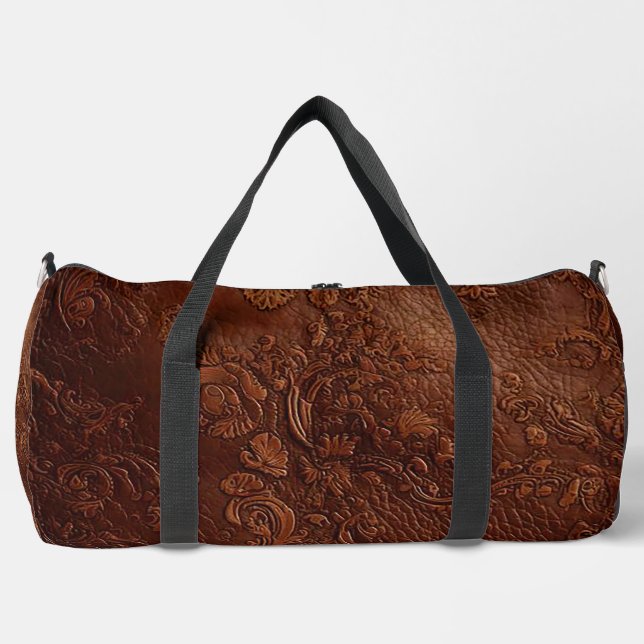 Versatil Cuero Marrón Aspecto Viaje Bolsa Duffel (Anverso)