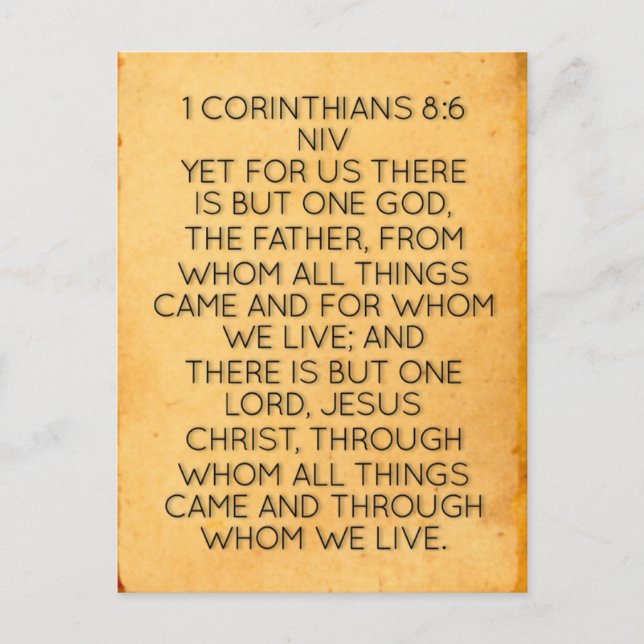 Versículo Bíblico 1 Corintios 8:6 Tarjeta Postal (Anverso)