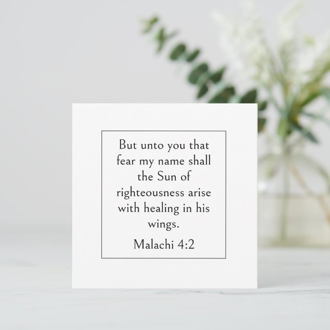 Versículo bíblico de sanidad, Malaquías 4:2 Escrit (Anverso de pie)