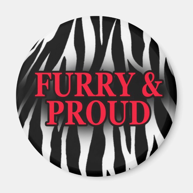 Versión de cebra de imán Furry & Proud (Frente)