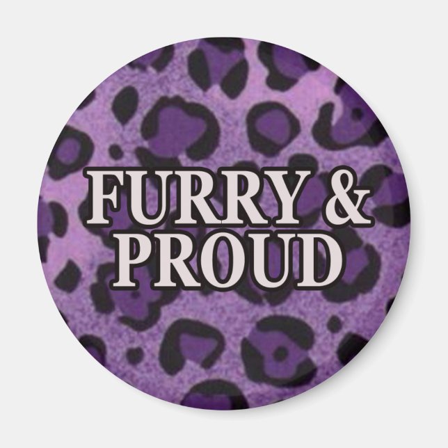 Versión de Leo del imán Furry & Proud (Frente)