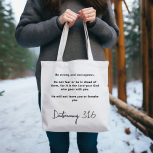 Verso de la Biblia Inspirador Sé fuerte Bolsa de T