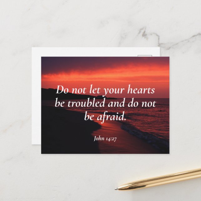 Verso de la Biblia, postal John 14 27 (Anverso/Reverso In Situ)