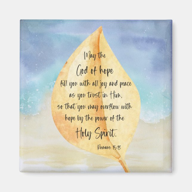 Verso de la Biblia Romanos Imán azul amarillo (Frente)