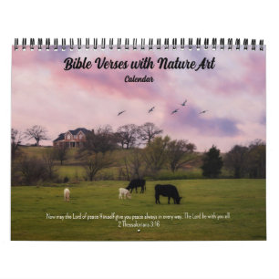Versos bíblicos con calendario de arte de la natur