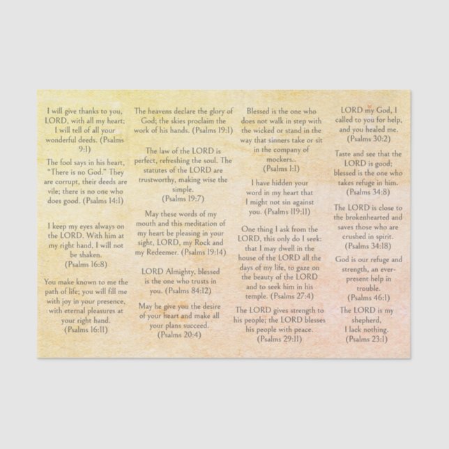 Versos de salmo de la bíblica de papel antiguo par (Anverso)