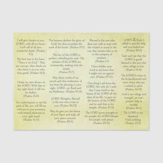 Versos de salmo de la bíblica de papel antiguo par (Anverso)