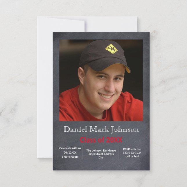 Vertical de la foto - invitación de la graduación (Anverso)