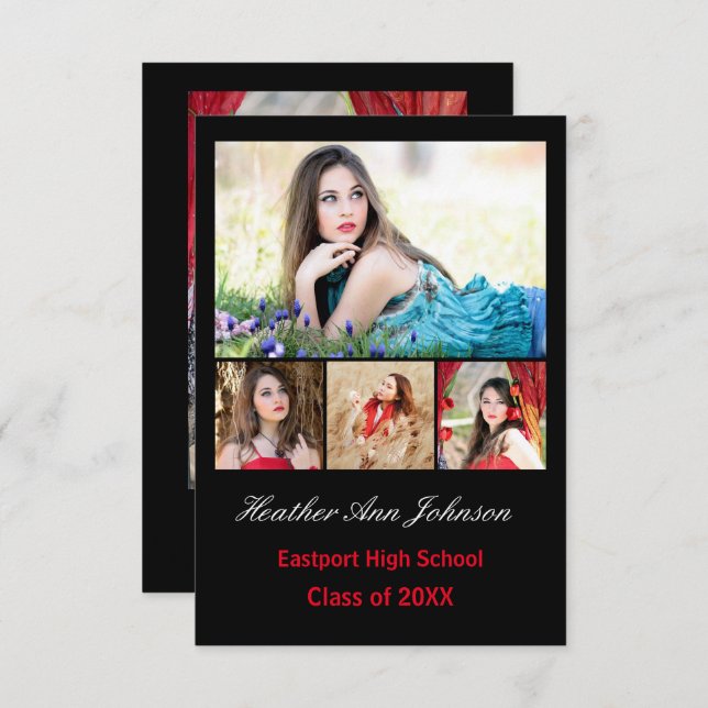 Vertical del collage de 5 fotos - invitación del (Anverso / Reverso)