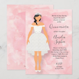 Vestido blanco sobre invitaciones de quinceañera r
