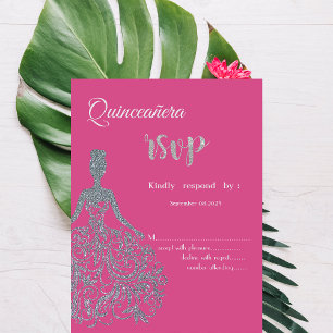Vestido Brillante Fucsia Invitación de Respuesta p