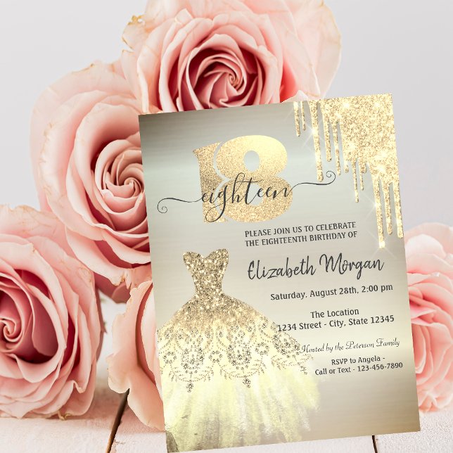 Vestido Chic Gold Drips Invitación 18º (Subido por el creador)