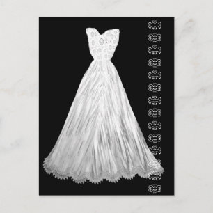 Vestido de Boda blanco con tarjeta postal con acen