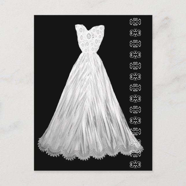 Vestido de Boda blanco con tarjeta postal con acen (Anverso)