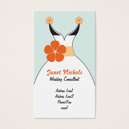 Vestido de boda con el naranja Flower2 Tarjeta De Visita