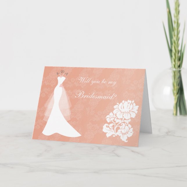 vestido de boda, rosa en tarjeta de dama de honor  (Anverso)